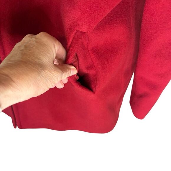 Calvin Klein Red Wool and Cashmere Coat with Zipper Front. Size M. Great Cond!! - Picture 8 of 15